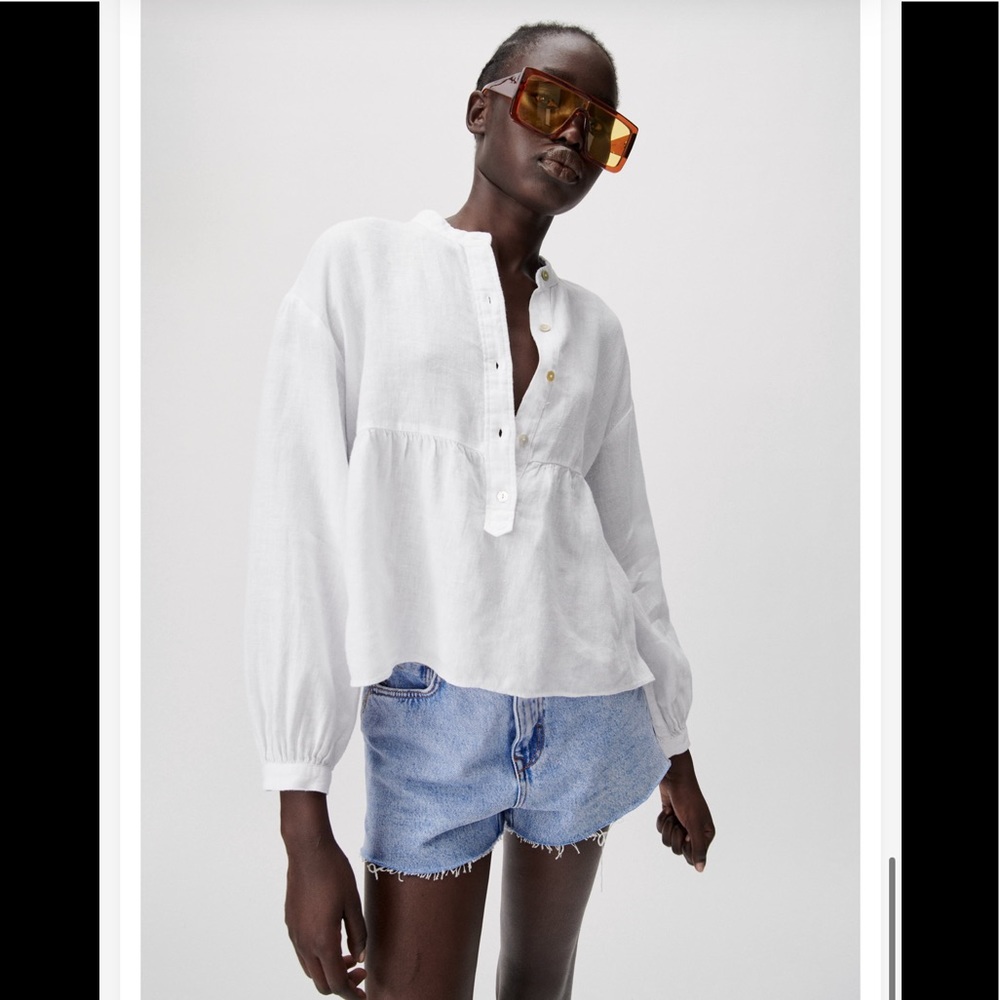 NWT Zara Linen Popover Top